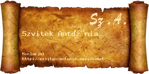 Szvitek Antónia névjegykártya